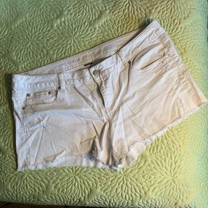 White denim cutoff shorts